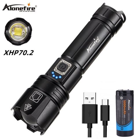 Alonefire H38 lampe xhp70.2 lampe de poche la plus puissante torche tactique étanche télescopique Zoom lanterne Camping ► Photo 1/6