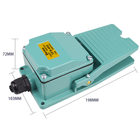 Interrupteur à pédale momentané, 1 pièce, 250V, 15a, 1NO, 1NC, AC TFS-402, vert, avec presse-étoupe ► Photo 1/6