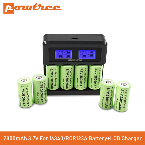 Powtree CR123A RCR 123 ICR 16340 batterie 2800mAh 3.7V Li-ion batterie Rechargeable pour Arlo caméra de sécurité L70 ► Photo 1/6