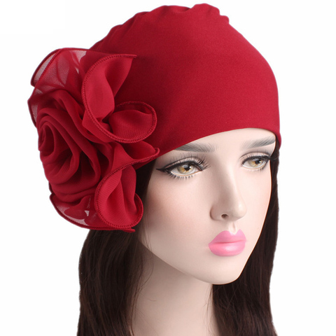 Écharpe extensible à grande fleur pour femmes, chapeau élégant, accessoires pour cheveux, chimio, Turban, bandana, vente en gros, 2022 ► Photo 1/6