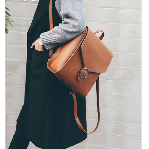 Sac à dos en cuir d'unité centrale de mode pour des femmes sac d'école Simple de grande capacité pour le sac de voyage d'épaule de loisirs de filles pour le sac à dos femelle ► Photo 1/6