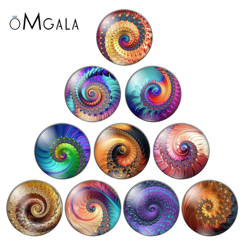 Modèle rotatif coloré de fractales de mode 10 pièces 12mm/18mm/20mm/25mm rond photo verre cabochon démo dos plat faisant des résultats ► Photo 1/6