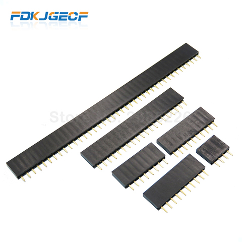 10 pièces 2.54mm droite femelle simple rangée broche en-tête bande PCB connecteur 1*2/3/4/5/6/7/8/10/12/16/20/40 broche pour Arduino ► Photo 1/1