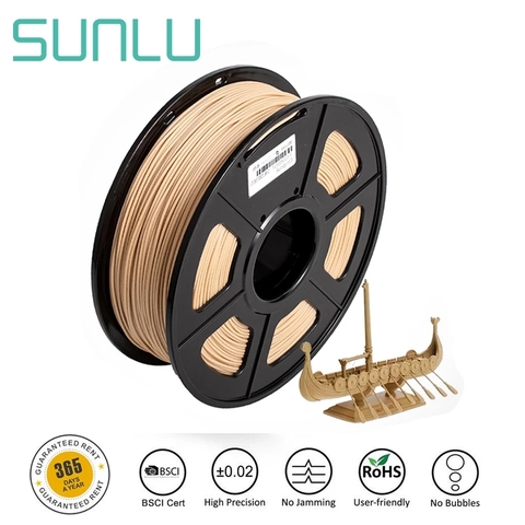 SUNLU – filament pour impression 3d, consommable d'imprimante en bois PLA et bois, 1.75mm de diamètre, poids bobine 1kg, 18% fibres de bois et 82% PLA sans bulles ► Photo 1/6