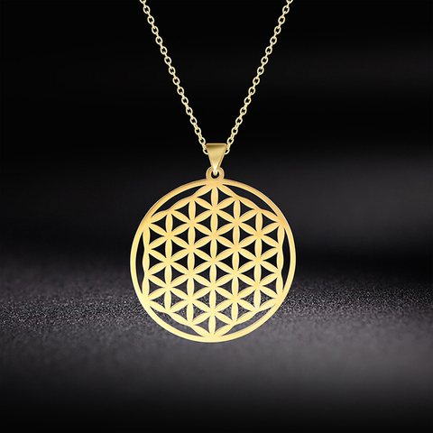 Unift – collier à pendentif Mandala fleur de vie pour femmes, en acier inoxydable, bijoux à géométrie sacrée, cadeaux Vintage ► Photo 1/6