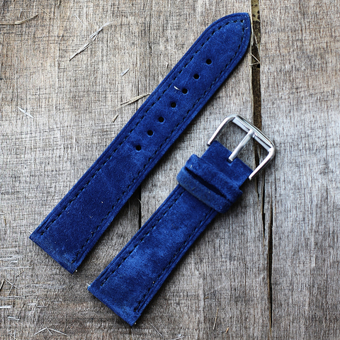 Bracelet de montre en cuir suédé bleu, 18mm, 19mm, 21mm, 23mm, à la mode, avec boucle en acier inoxydable, accessoires de montre souples ► Photo 1/6