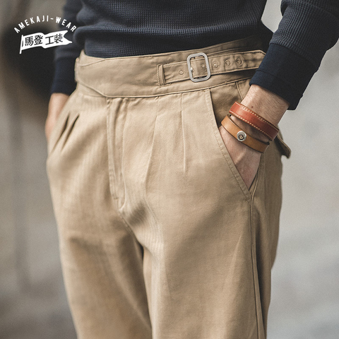 Maden élastique Vintage pantalon hommes combinaison Cargo travail pantalon salopette décontracté satin classique pantalon droit nouveau bas ► Photo 1/6