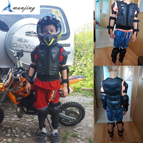 Gilet de protection complet pour enfants et jeunes, pour taille de 0.8 à 1.6M, armure de Motocross, gilet de patinage, poitrine, colonne vertébrale, genou, coude ► Photo 1/1