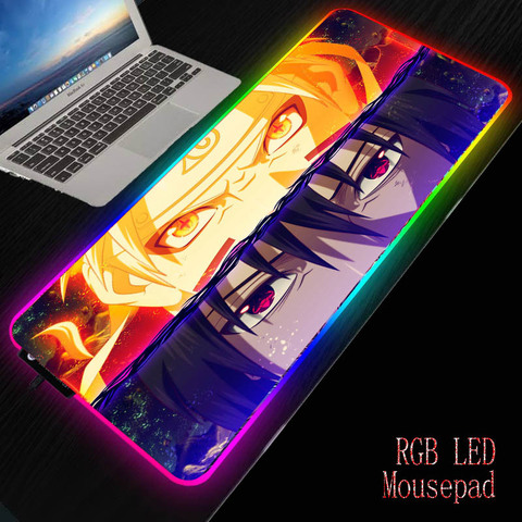 Tapis de souris Naruto RGB avec motif japonais, grand tapis XXL de souris, clavier et ordinateur de bureau avec rétro-éclairage Led ► Photo 1/6