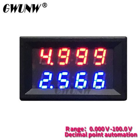 GWUNW – testeur de tension numérique, ampèremètre, voltmètre, testeur de courant, double affichage, LED rouge, bleu, vert, GC42A, 100V, 10A DC, 4 bits ► Photo 1/5