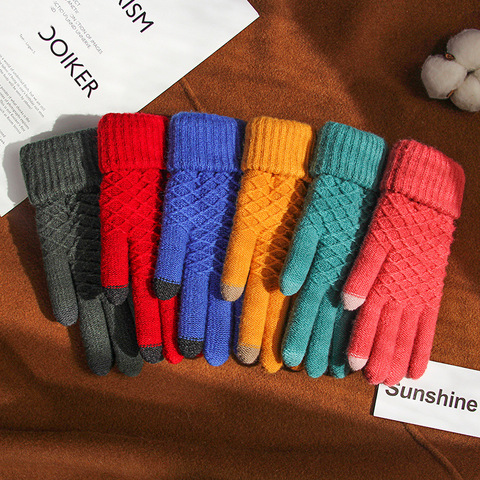 Rimiut – gants de ski tricotés en velours, épais et chauds, décontractés, pour hommes et femmes, pour l'automne et l'hiver, 11 couleurs ► Photo 1/6