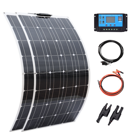 BOGUANG – kit de panneaux solaires, 100 watt, 200 w, 300w, 400w, cellule de panneaux photovoltaïques complets, pour batterie 12V, 24v, bateau, maison ► Photo 1/6