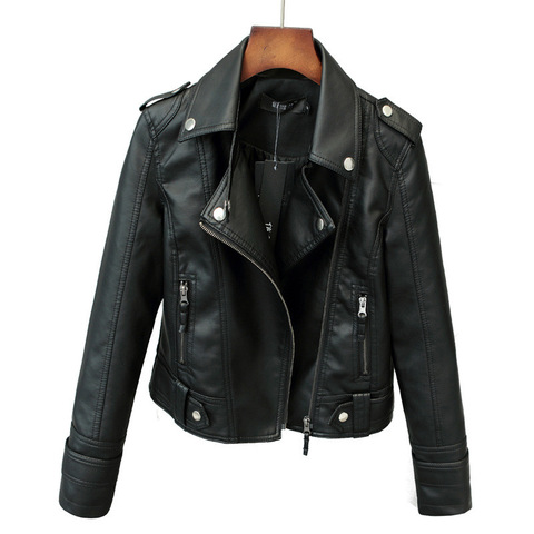 Nouveau veste en simili cuir en vrac femmes classique Moto Biker veste printemps automne dame manteau de base grande taille vêtements d'extérieur ► Photo 1/6