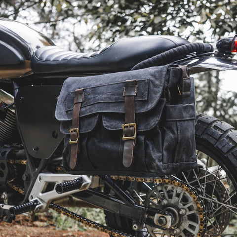 Sac en toile homme sac à bandoulière simple peau de vache extérieur femme rétro postier grande capacité décontracté sac de messager moto sac latéral ► Photo 1/6