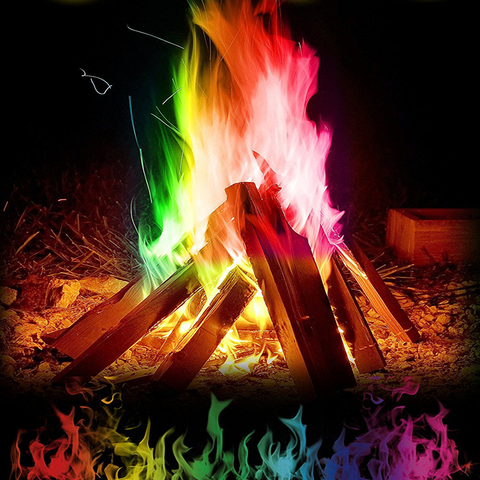 10g/15g/25g feu magique flammes colorées poudre Bonfire Sachets pyrotechnie tour de magie Camping en plein air randonnée outils de survie ► Photo 1/6