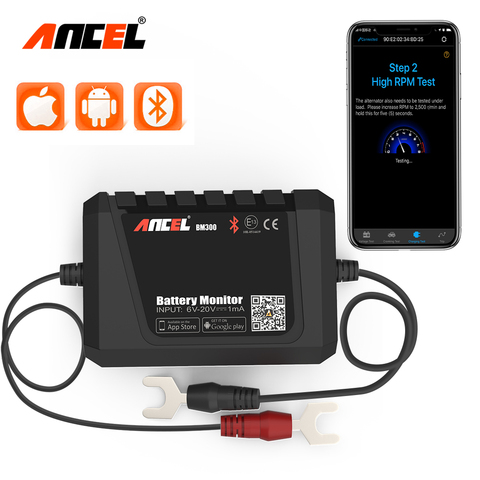 Testeur de batterie ANCEL BM300 12V pour Android IOS Via Bluetooth, charge électrique, Test de démarrage, Test de tension, moniteur de batterie ► Photo 1/6