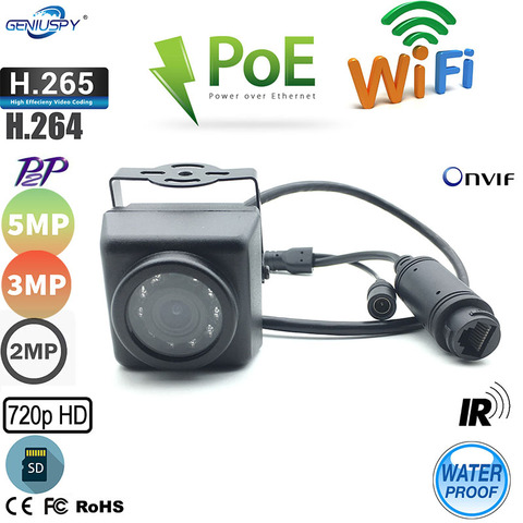 Caméra d'extérieur IP POE Wifi, étanche, 1/1,3/2/3/5mp, Micro-caméra infrarouge Wifi, avec fente pour carte TF, vue à distance, pour nid d'oiseau et utilisation pour voiture ► Photo 1/6