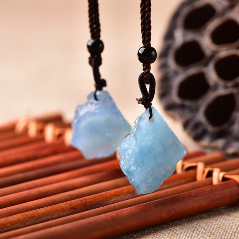 Pendentif en aigue-marine, 1 pièce, Quartz saphir naturel, pierre bleue, cristaux bruts pour hommes et femmes, bijoux, spécimen minéral, cadeau amoureux ► Photo 1/6
