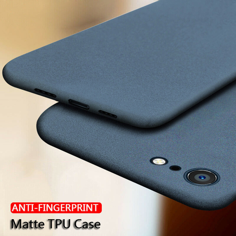 Couverture de gommage en polyuréthane souple à dos mat en grès Ultra-mince pour iPhone 11 12 Pro MAX SE 2022 6 S 7 8 10 X XR XS Max Plus coque de téléphone ► Photo 1/6