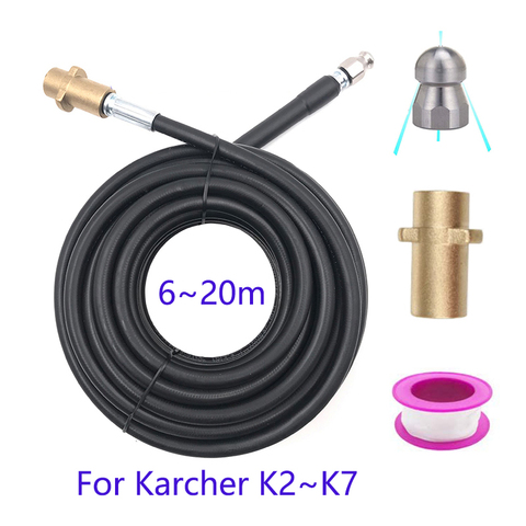 Nettoyeur haute pression 6m 10m 15m 20 mètres 160bar tuyau de nettoyage d'eau de vidange d'égout pour Karcher K2 K3 K4 K5 K6 K7 ► Photo 1/6