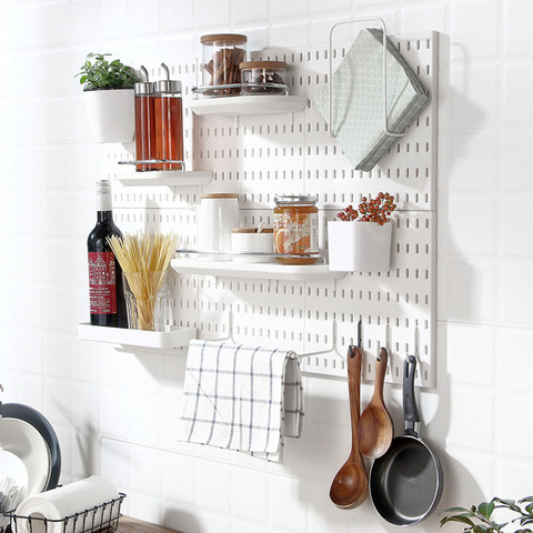 Étagère murale sans poinçon, accessoires porte-brosse à crochet, boîte de décoration cuisine toilettes salle de bains, rangement multifonctionnel pour majordome à la maison ► Photo 1/6