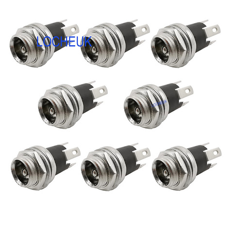 10/5 Pièces Femelle Connecteurs DC DC-025M 5.5mm X 2.1mm Femelle À Montage Sur Panneau DC Adaptateur D'alimentation En Métal Prises Jack Connecteur ► Photo 1/6