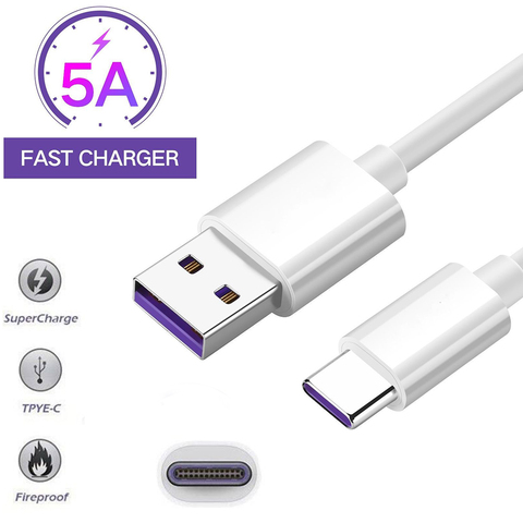 2M 5A USB câble Super Charge Type C câble chargeur rapide fil chargeur rapide téléphone bande C pour Huawei P10 20 Mate 30 Pro Honor V20 ► Photo 1/6