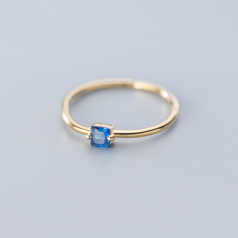 MloveAcc bague en or pour les femmes de mariage en argent Sterling 925 bleu zircon cubique anneaux réglables taille libre ► Photo 1/5