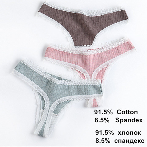 3 pièces/ensemble femmes culottes sous-vêtements en string mode string Sexy coton culottes dames G-String Lingerie douce solide taille basse culotte ► Photo 1/6