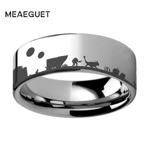 Bague gravée pour hommes avec Star Wars, bijoux en acier inoxydable imprimés, cadeau de fête ► Photo 1/6