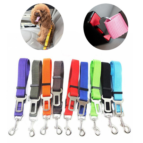 Réglable chien chat voiture ceinture de sécurité véhicule de sécurité ceinture de sécurité harnais laisse de plomb pour petits chiens moyens fournitures pour animaux de compagnie levier Traction ► Photo 1/6