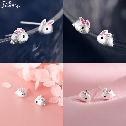 Jisensp-boucles d'oreilles plaqué argent, adorable clou d'oreille, petit lapin, pour filles, dessin animé, bijoux à la mode, cadeau ► Photo 1/6