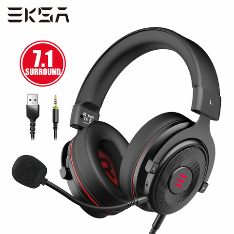 Casque Gamer EKSA 7.1 casque de jeu Surround E900 PRO casque de jeu filaire pour PC/Xbox/PS4 avec micro antibruit ► Photo 1/6