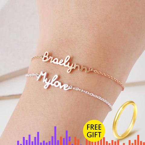 Personalized Custom Name Bracelet Charms Handmade Women Kids Jewelry Engraved Handwriting Signature Love Message Customized Gift ► Photo 1/6