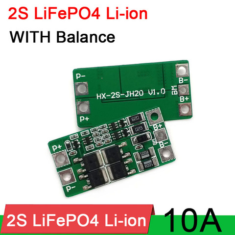 2S 10A avec Balance 6.4V 7.4V LiFePO4 18650 Li-ion batterie Protection conseil MOS BMS PCM ► Photo 1/6