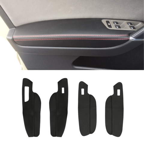 LHD pour VW Golf 7 2014 2015 2016 2017 2022 4 pièces poignée de porte de voiture accoudoir panneau microfibre cuir housse de protection garniture ► Photo 1/6