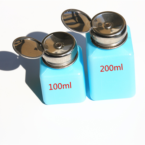 Bouteilles d'alcool résistantes à la Corrosion, bleu, distributeur d'alcool, en plastique ESD, bouteille d'alcool, 100ml/200ml, 2 pièces/lot ► Photo 1/3