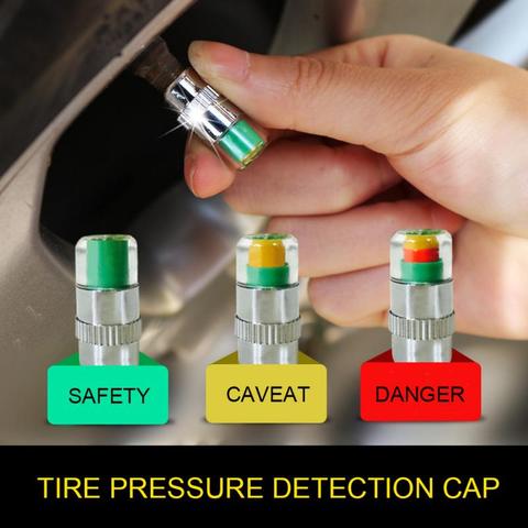 4 pièces moniteur de pression des pneus de voiture soupape jauge de tige alarme alerte capteur indicateur de soupape bouchons Diagnostic mesure pneus outils de pression ► Photo 1/6