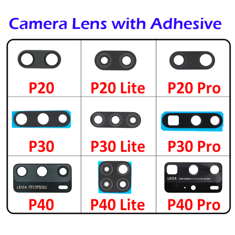 100% matériau en verre pour Huawei P20 P30 P40 Pro Lite arrière lentille de caméra en verre avec remplacement adhésif ► Photo 1/4