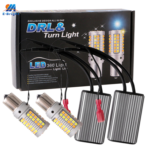 1 ensemble 1156 P21W BA15S PY21W BAU15S 3156 7440 W21W 3030 aucune erreur LED Canbus voiture DRL clignotant 12V DC Switchback double couleur ► Photo 1/6
