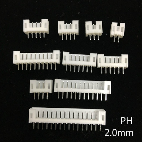 Connecteur JST lisse mâle blanc, 100 pièces de PH 2.0mm, 2-10 broches ► Photo 1/5