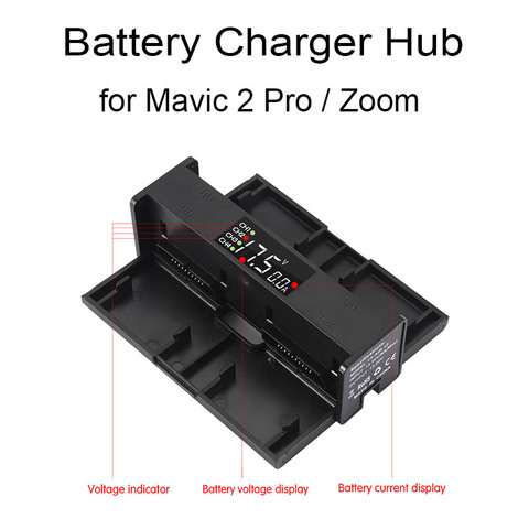 Moyeu de charge de batterie 4 en 1 pour DJI Mavic 2 Pro Zoom Drone chargeur Intelligent Portable bande LED accessoires d'affichage à chiffres ► Photo 1/6