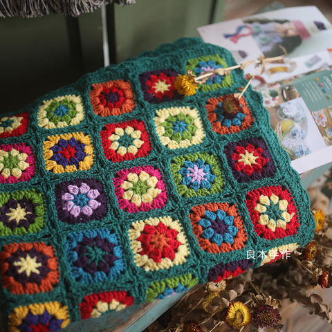 Couverture au Crochet coloré fait main, nappe à Crochet, tapis de Yoga, traversin de fête, tapis de Table au Crochet ► Photo 1/3