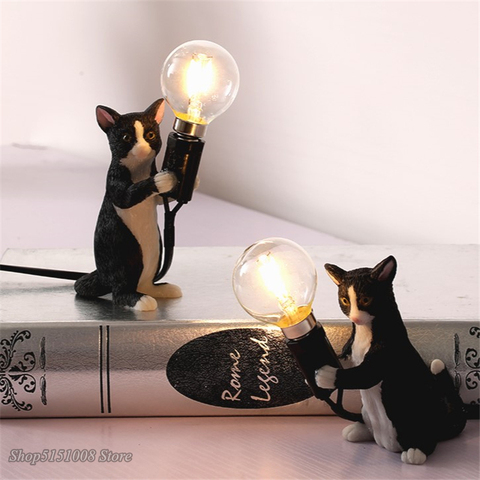 Lampe en résine animaux, design nordique, Luminaire décoratif d'intérieur, idéal pour une Table de chat, chambre d'enfant, idéal pour une Table ou une nuit ► Photo 1/5