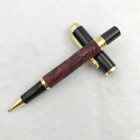 Jinhao Dragon stylo à bille roulante cadeau haut de gamme or Dragon pince recharge d'encre noire 0.7mm rouge brun gaufrage stylos à bille avec capuchon 1pc ► Photo 1/6