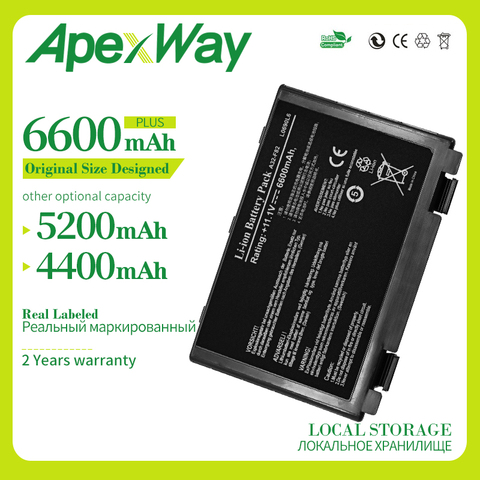 Apexway – batterie A32-F82 a32-f52 pour Asus K50A K50AB K50AD K50AF K50C K50E K50ID K50IE K50IJ K50IL K50IN K50IP K50X K51 K51A, nouvelle collection ► Photo 1/4