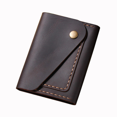 Porte-cartes de crédit en cuir véritable pour hommes, portefeuille de luxe fait à la main, cuir de cheval fou, porte-cartes d'affaires de luxe ► Photo 1/6