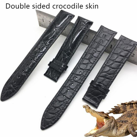 Bracelet de montre en cuir Crocodile double face 14 16 18 19 20 21 22mm bracelet de montre Alligator en cuir véritable avec boucle papillon ► Photo 1/6