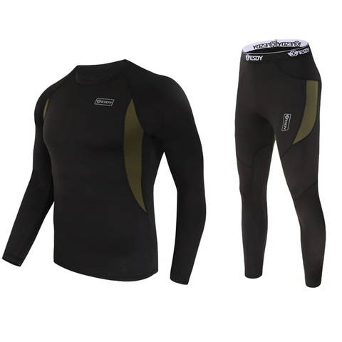 Ensemble de sous-vêtements en polaire thermique hiver pour hommes Sweat à séchage rapide Anti-microbien Thermo Compression sous-vêtements de fitness pour hommes ► Photo 1/6