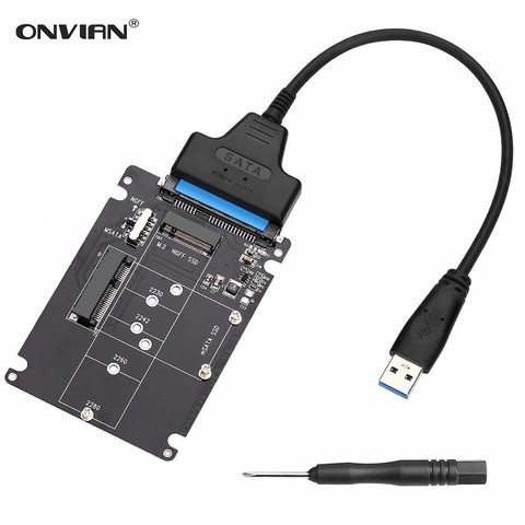 Onbian – adaptateur M.2 NGFF ou MSATA vers SATA 3.0, USB 3.0 vers 2.5, convertisseur de disque dur, 2 en 1, carte avec câble pour PC portable ► Photo 1/6